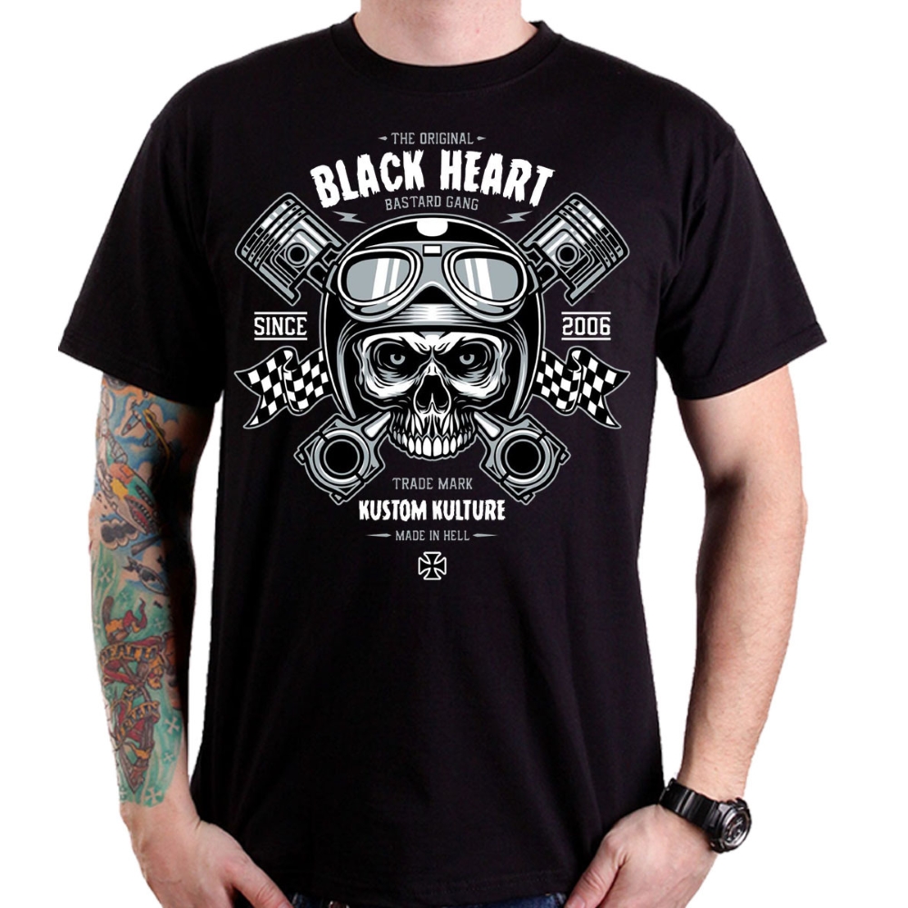 BLACKHEART Piston Skull čierna – XXL