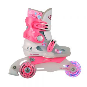 WORKER TriGo Skate LED – se sv. kolečky ružová – XS (26-29)