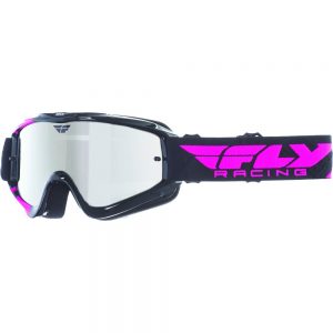 Fly Racing RS Zone čierne/ružové, zrkadlové plexi s čapmi pre slidy