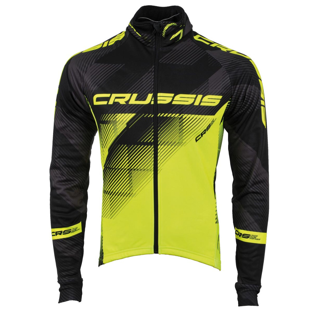 Crussis cyklistická bunda CRUSSIS čierna-fluo žltá – L