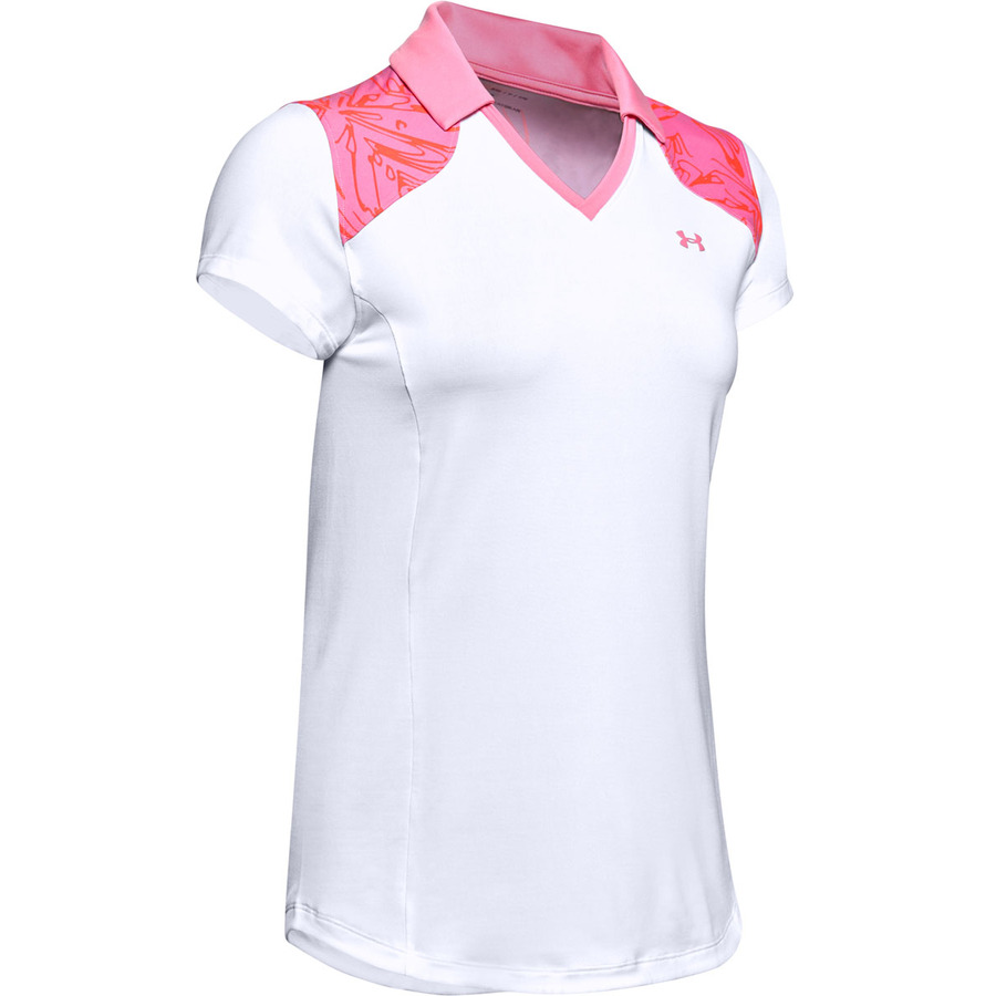 Under Armour Zinger Blocked Polo White-Pink – M
